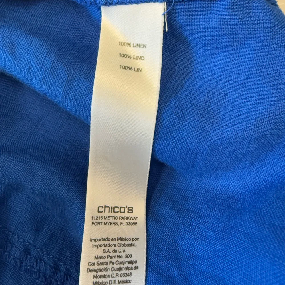Chico's 100% Linen Utility Jacket Size 3 Cobalt Blue Field Minimal Travel Casual - Image 7