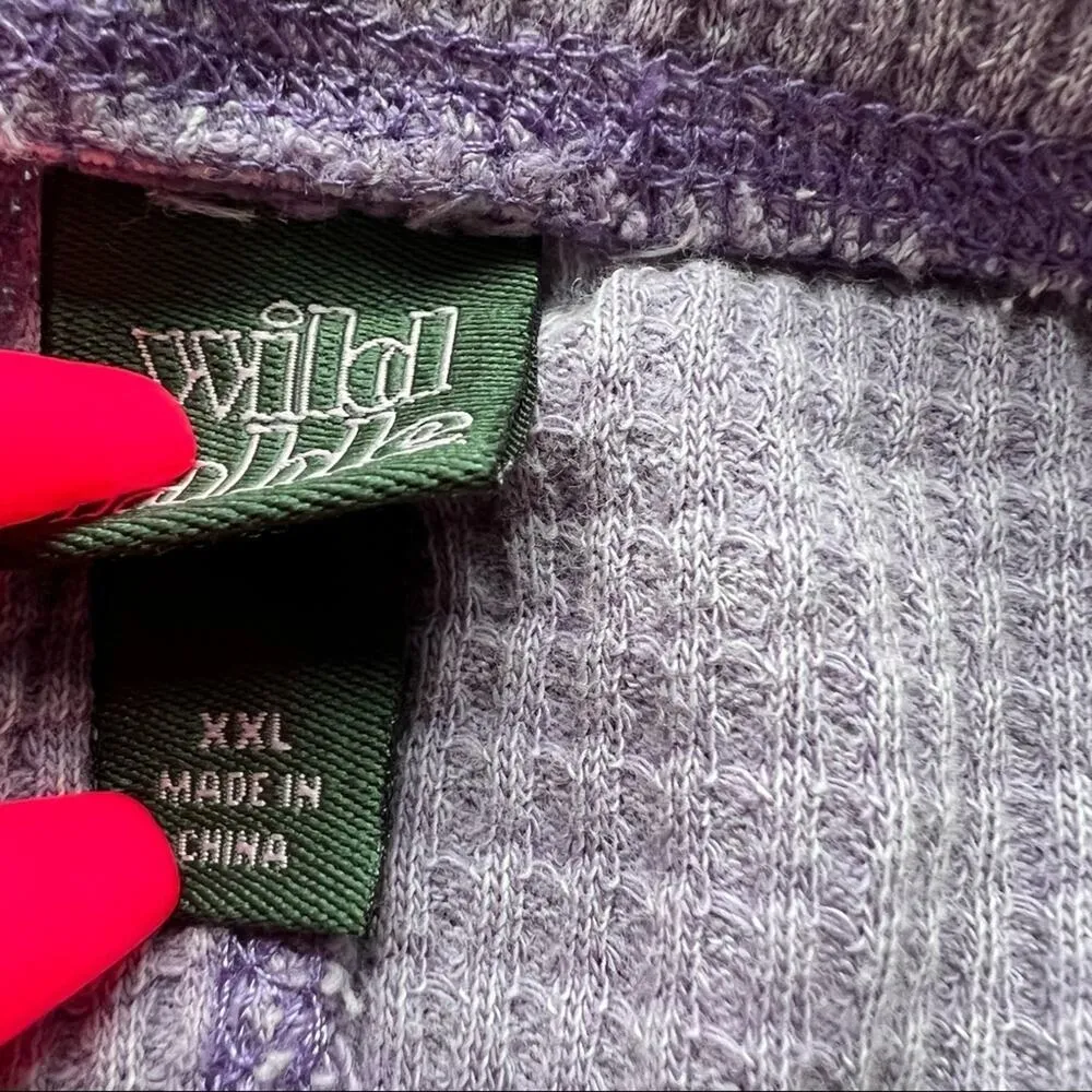NWT Wild Fable Waffle Knit Thermal Boho Flare Leg Pants Legging Purple XXL - Image 11