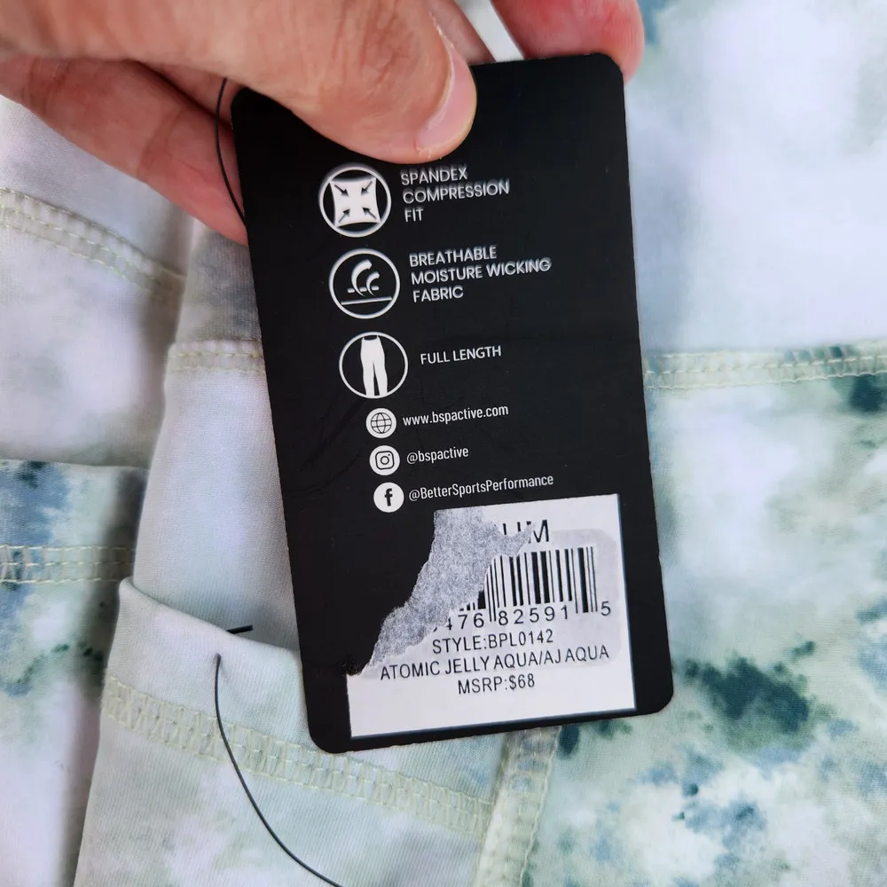 BSP Atomic Jelly Aqua Women's Leggigns Size Medium Green Aqua White Tye - Image 2