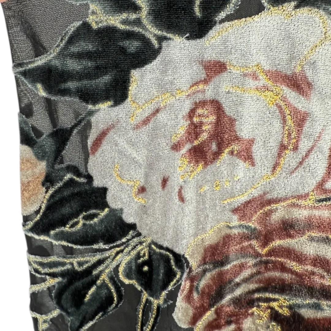 NWT Lulus Floral Velvet Burnout Maxi Dress‎ Black Tie Back V Neck Size XS Fairy - Image 15