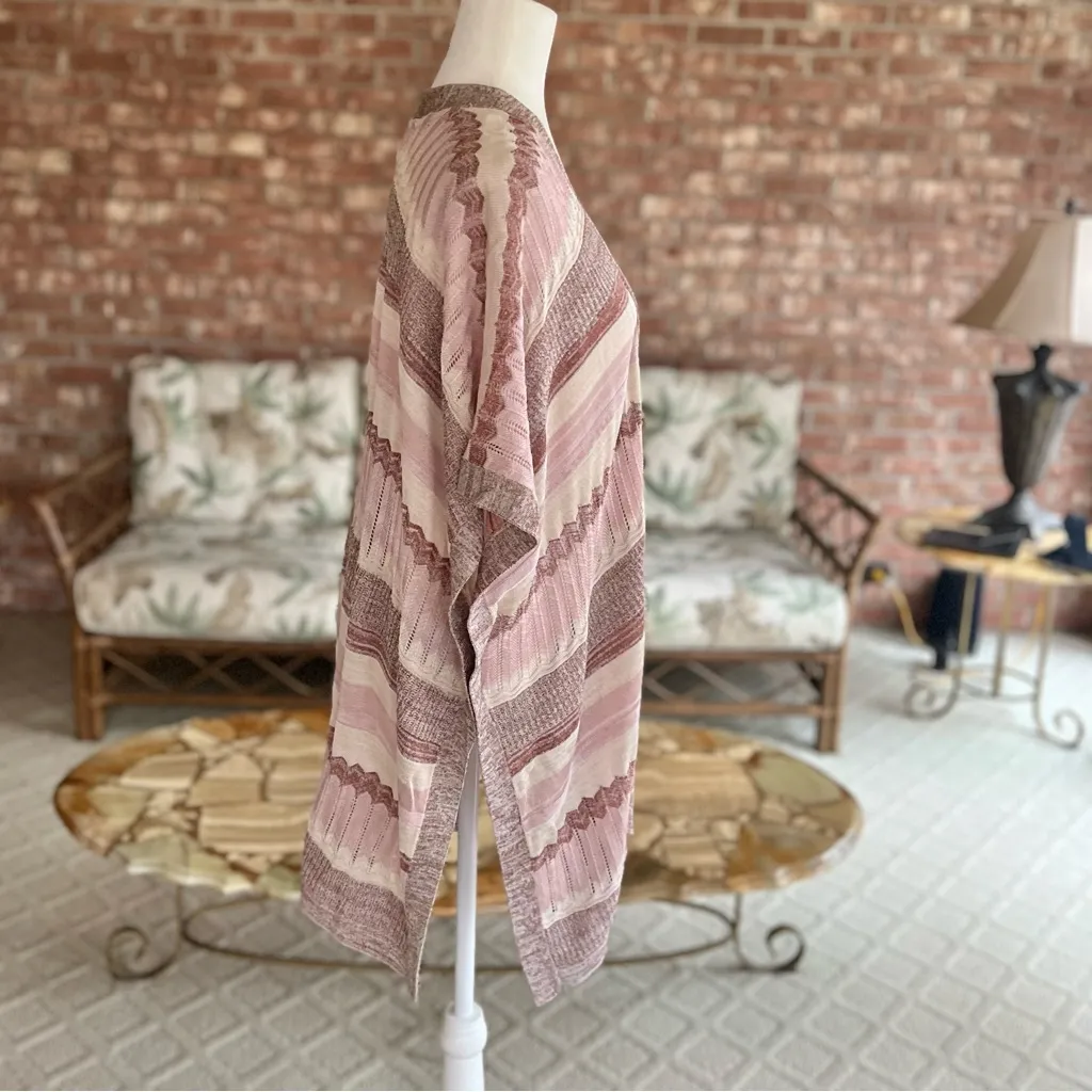 Chico’s Cardigan Ruana Wrap Pink Multi Textured Striped Kimono Sleeve S/M - Image 11