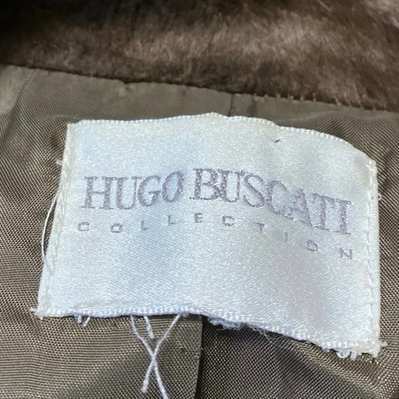 Hugo Buscati Brown Fleece Faux Fur Long Sleeve Notch Blazer Coat Jacket Size S - Image 4