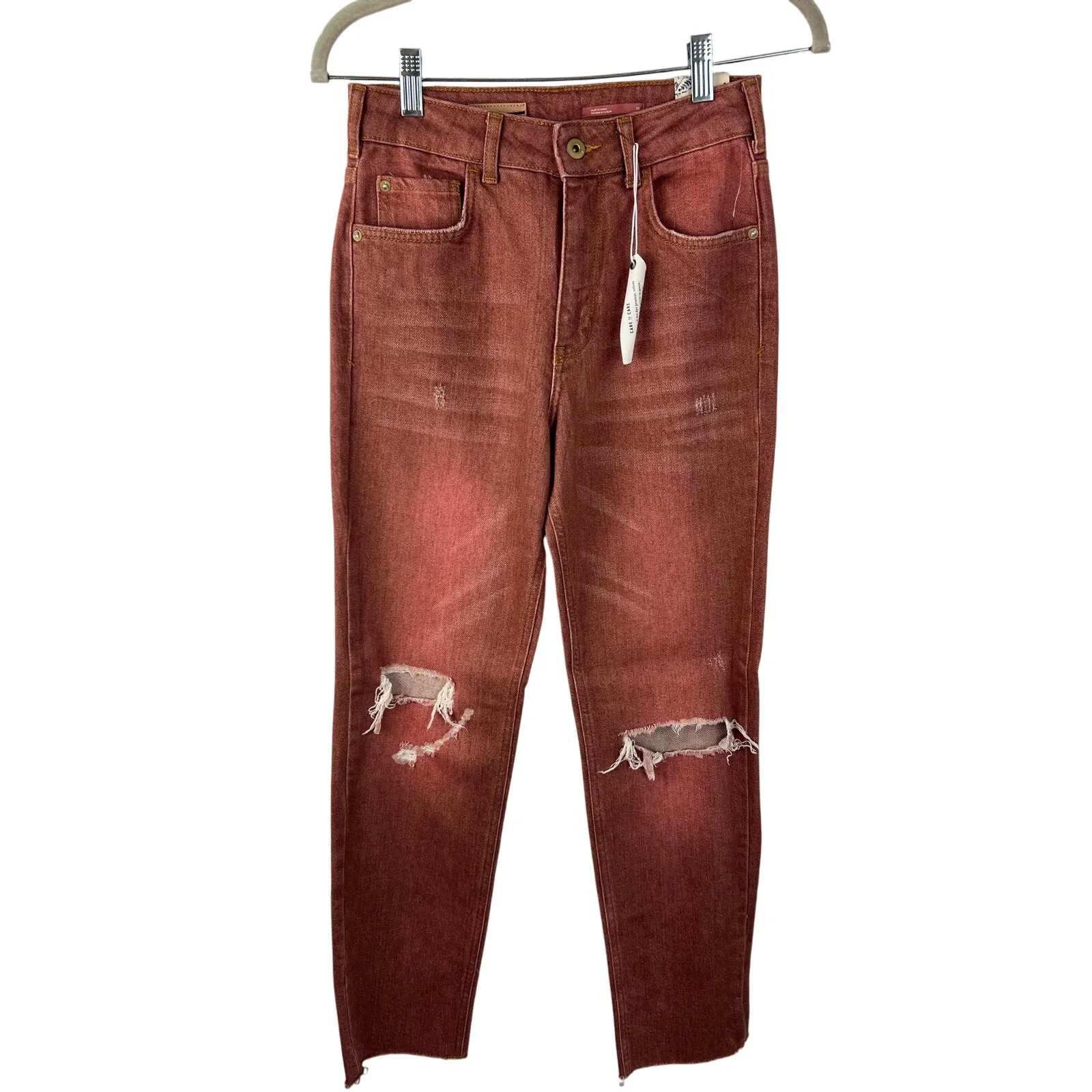 Anthropologie Pilcro The Vintage Straight Distressed Jeans in Pink 25 - Image 2