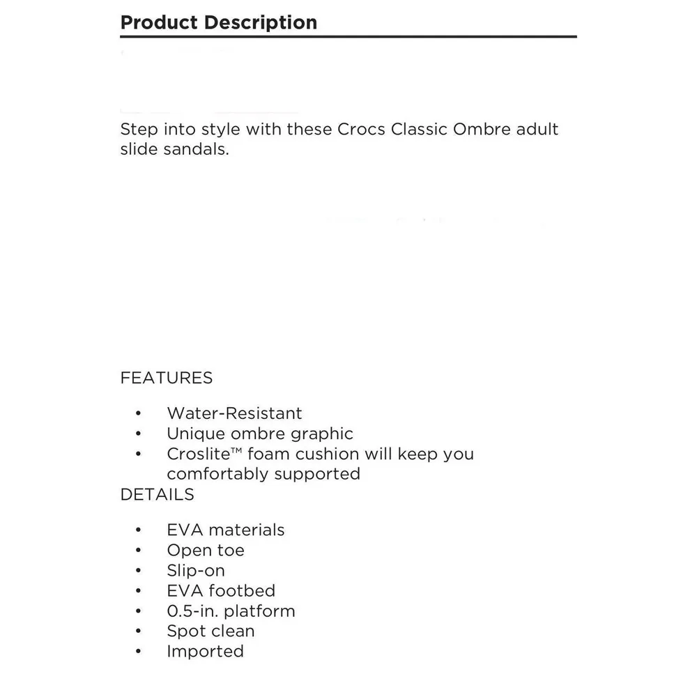 CROCS CLASSIC OMBRE ADULT SLIDE SANDELS M10/W12 Pink Two Straps Comfort Slip On - Image 11