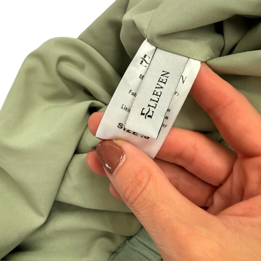 Sage Green Linen Maxi Skirt Flowy Drawstring Waist Lined Lightweight Women’s S - Image 4