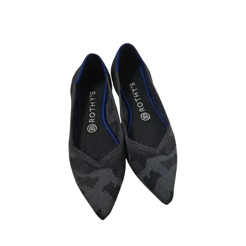 Rothy's The Point Flats Gray Black Camo Slip On Knit Washable Ballet Size 8W - Image 3