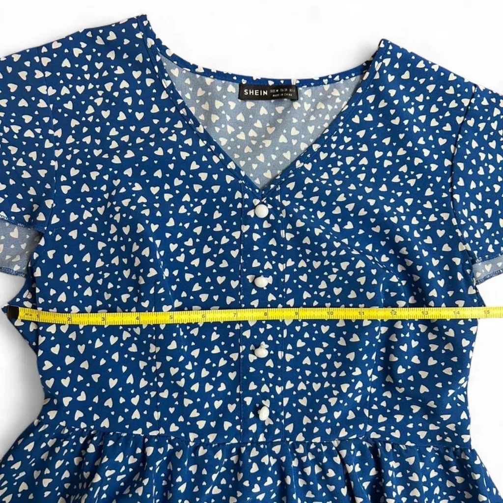 SHEIN Blue Heart Print Fit & Flare Dress | Women’s Medium - Image 5