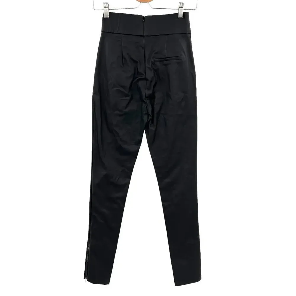 Polly‎ Black Faux Leather Coated Skinny Ankle Zip Pants Size 8 - Image 5