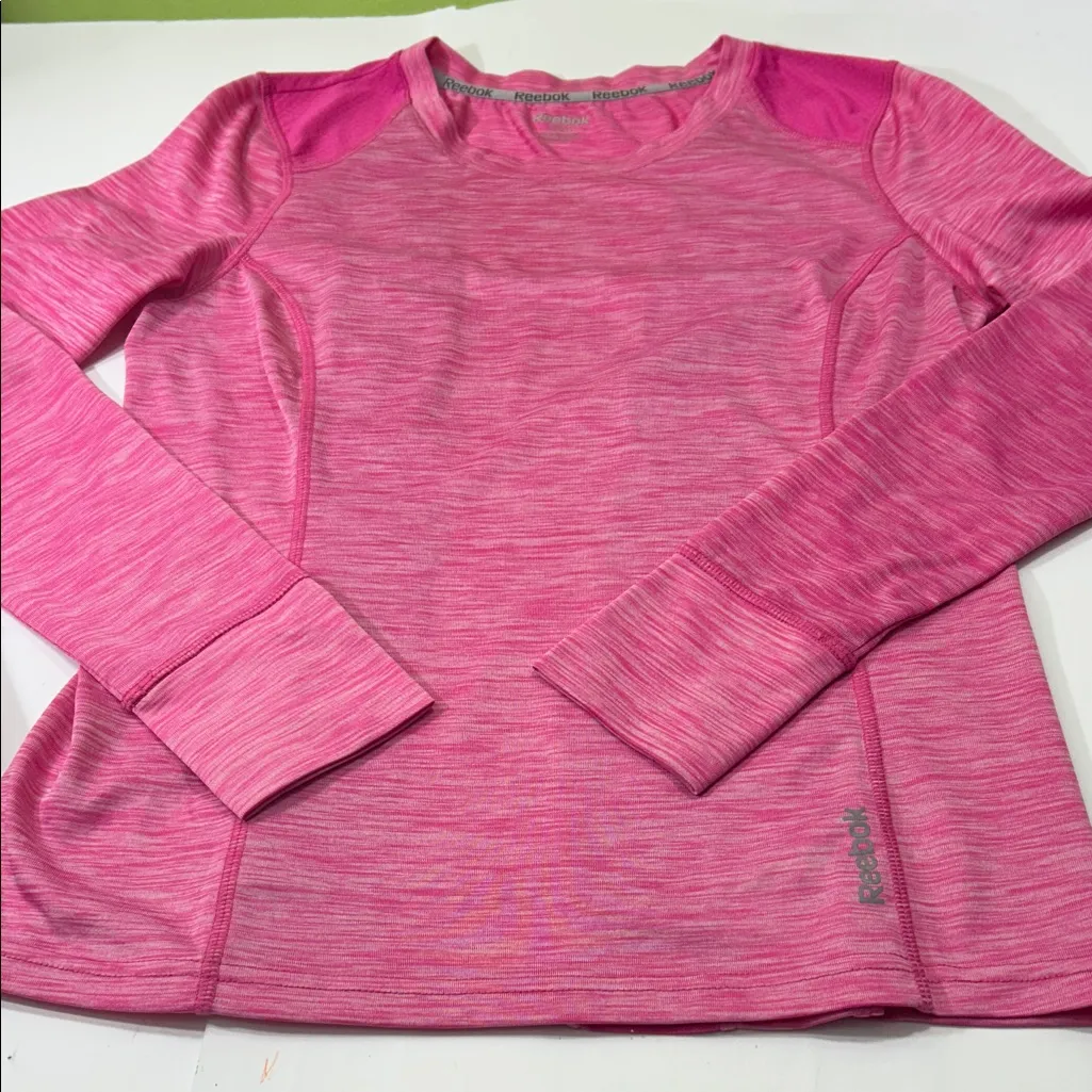 Reebok Pink Heathered Long Sleeve Top - Image 6