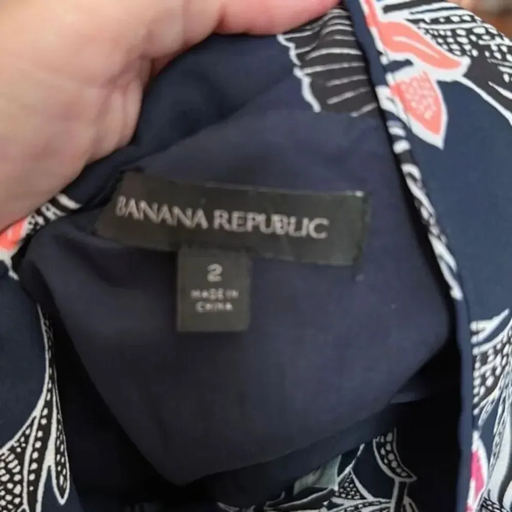 Banana Republic Print Belted Flounce Shirtdress, Preppy Navy SIZE 2. 174668 - Image 4