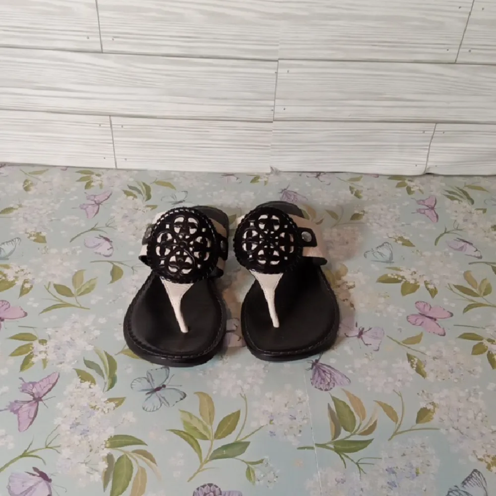Brighton Alexa Thong Womens Sandals Black N White Size 6M - Image 2