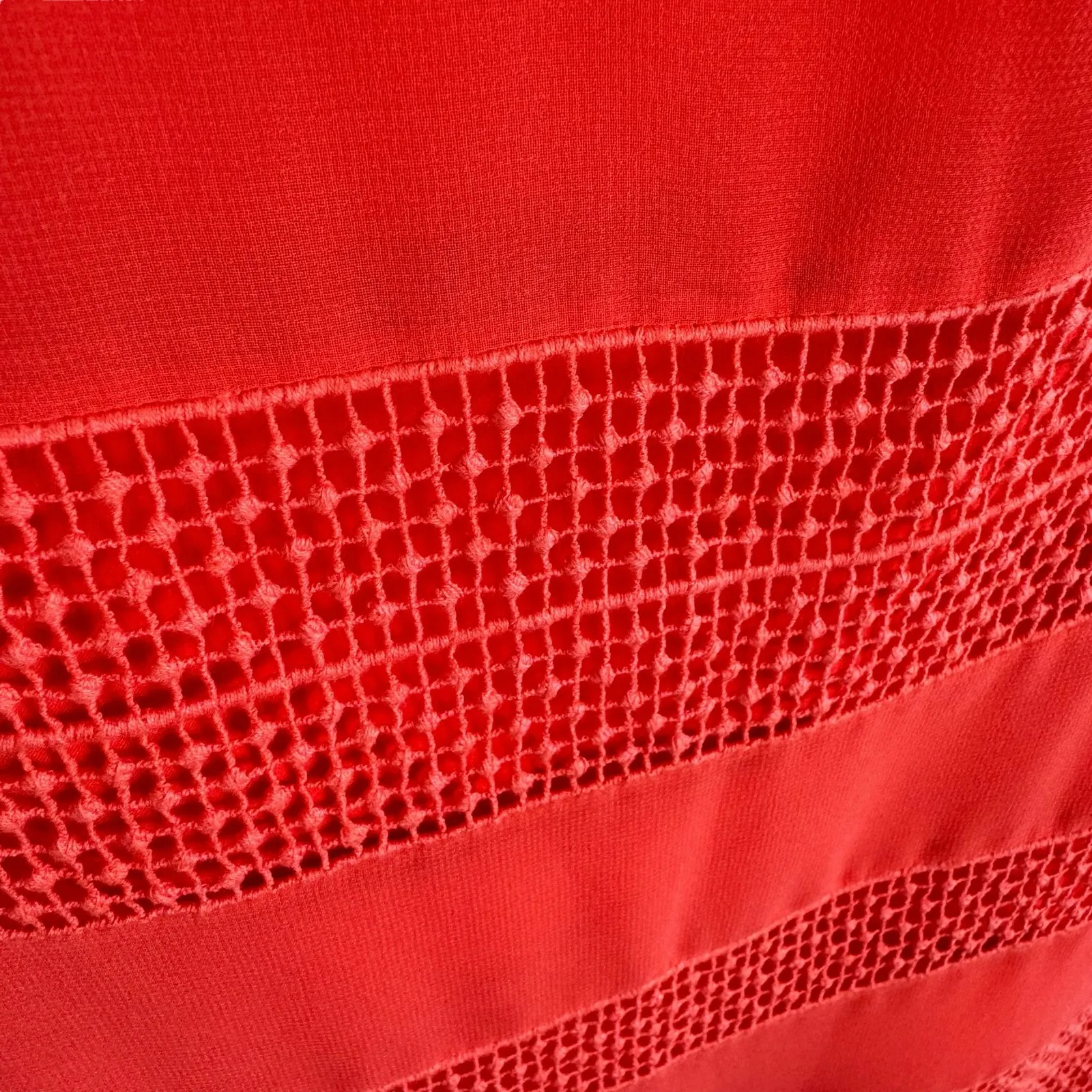 Catherine Maladrino NWT Coral‎ Short Sleeve V-Neck Crochet Short Sheath Dress 2 - Image 3