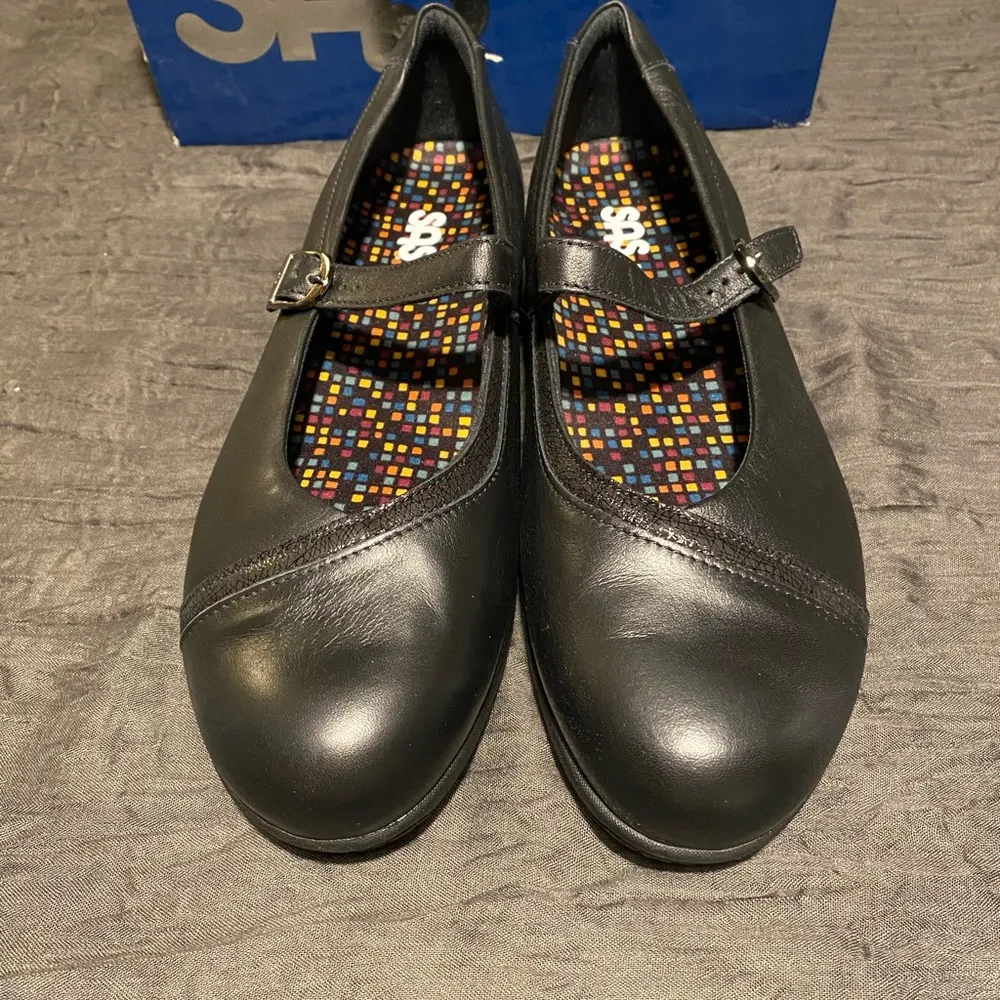 SAS “Clare” black Mary Jane buckle non slip loafers leather size 12W - Image 6