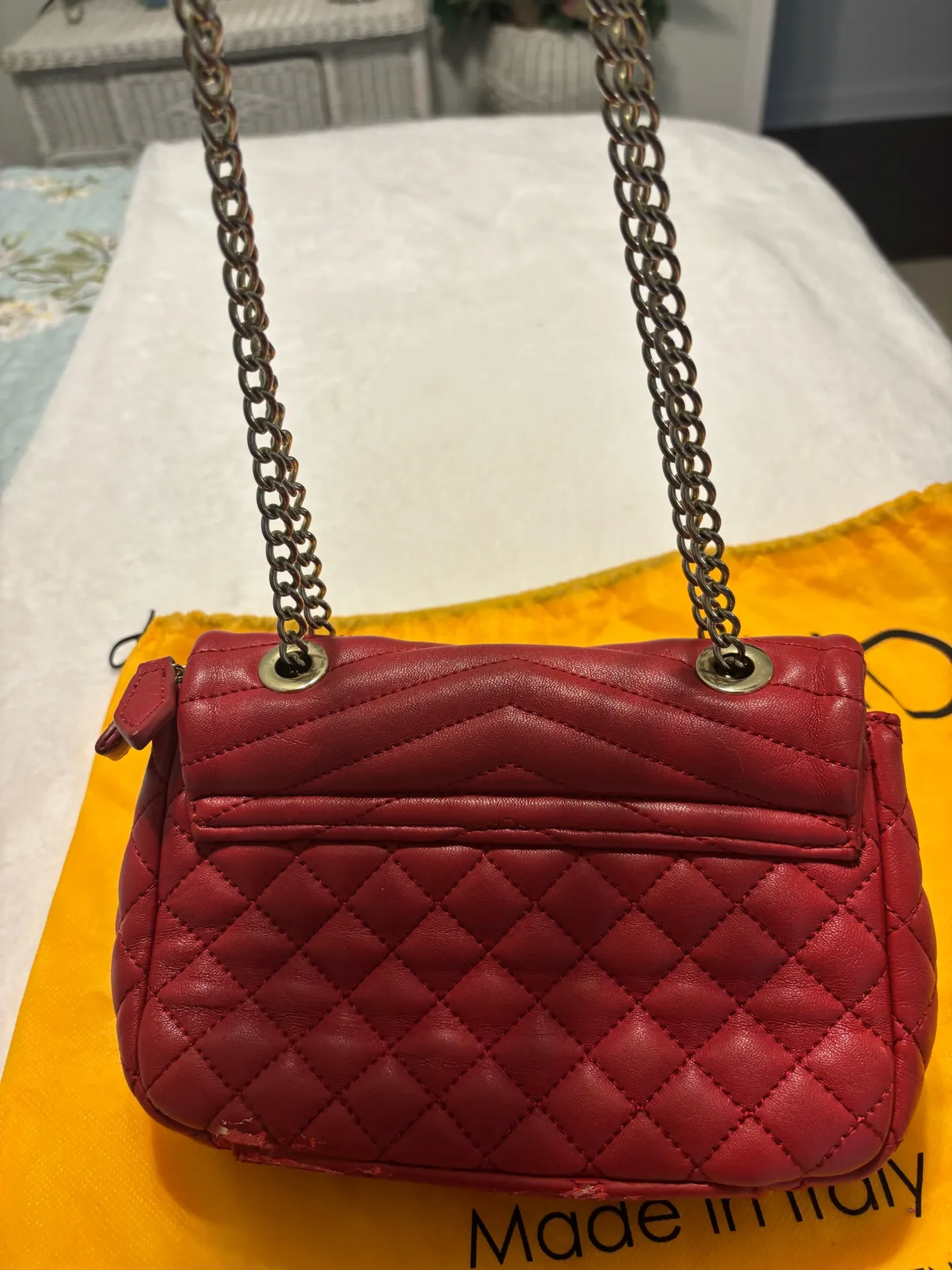 Valentino Quilted Red Mario Mini Handbag - Image 9