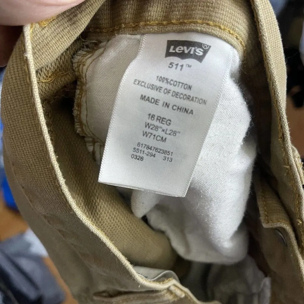 LEVIS tan cord khaki straight leg pants size 16 reg 28x28 Juniors jeans - Image 6