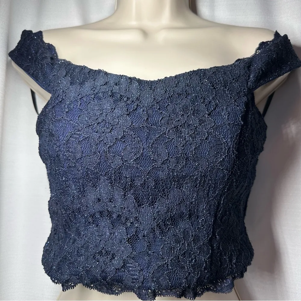 New Vintage Y2K Speechless Lace Crop Sweetheart Tank Top S 7 Sparkle Coquette - Image 2
