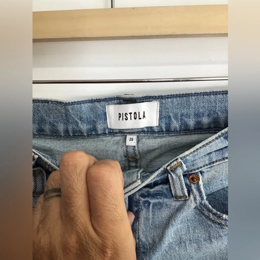 Pistola Women's Blue Light Wash Mid Rise Distressed Raw Hem Ankle Jeans 26 - Image 2