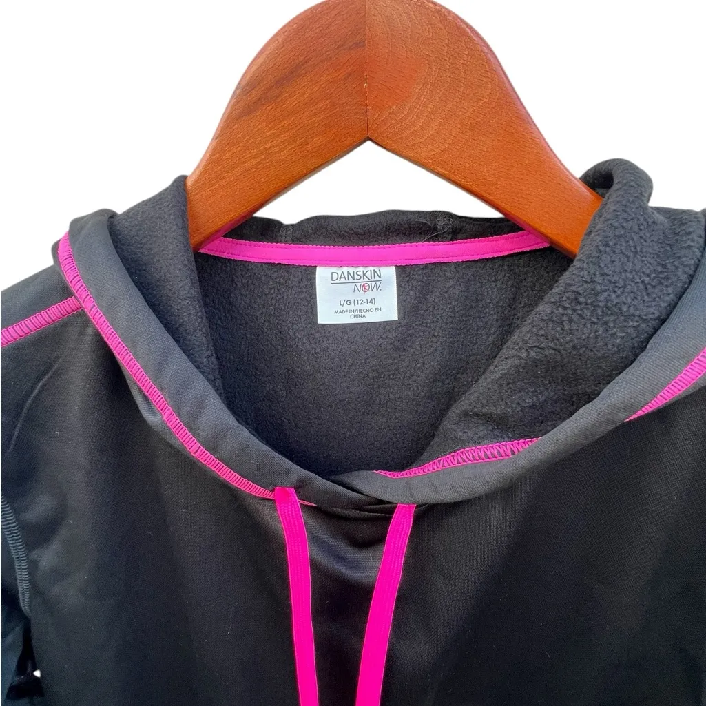 Danskin Now Semi fitted Black Hoodie with Pink Accents Size large New - Image 3