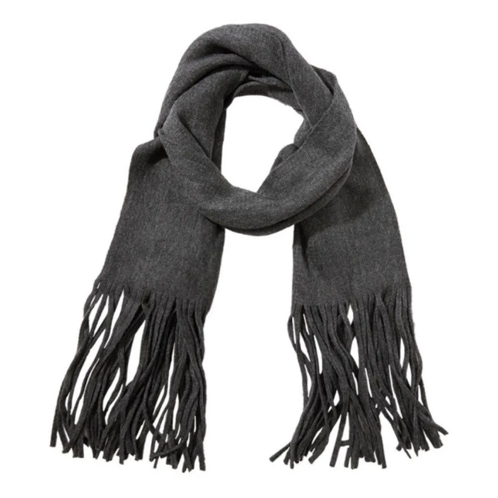 Lucky Brand Scarf Wrap Shawl Charcoal Gray Fringe New - Image 2