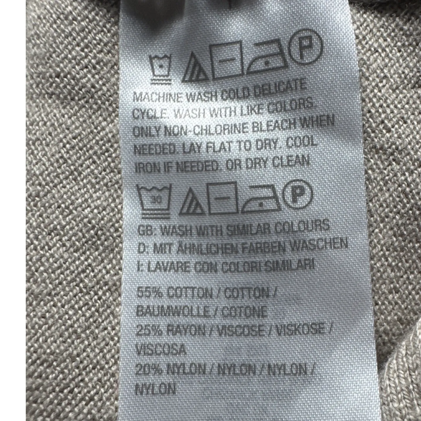 d&co Signature Women's Taupe Knit Sweater Long Sleeve Oversized V - Image 4