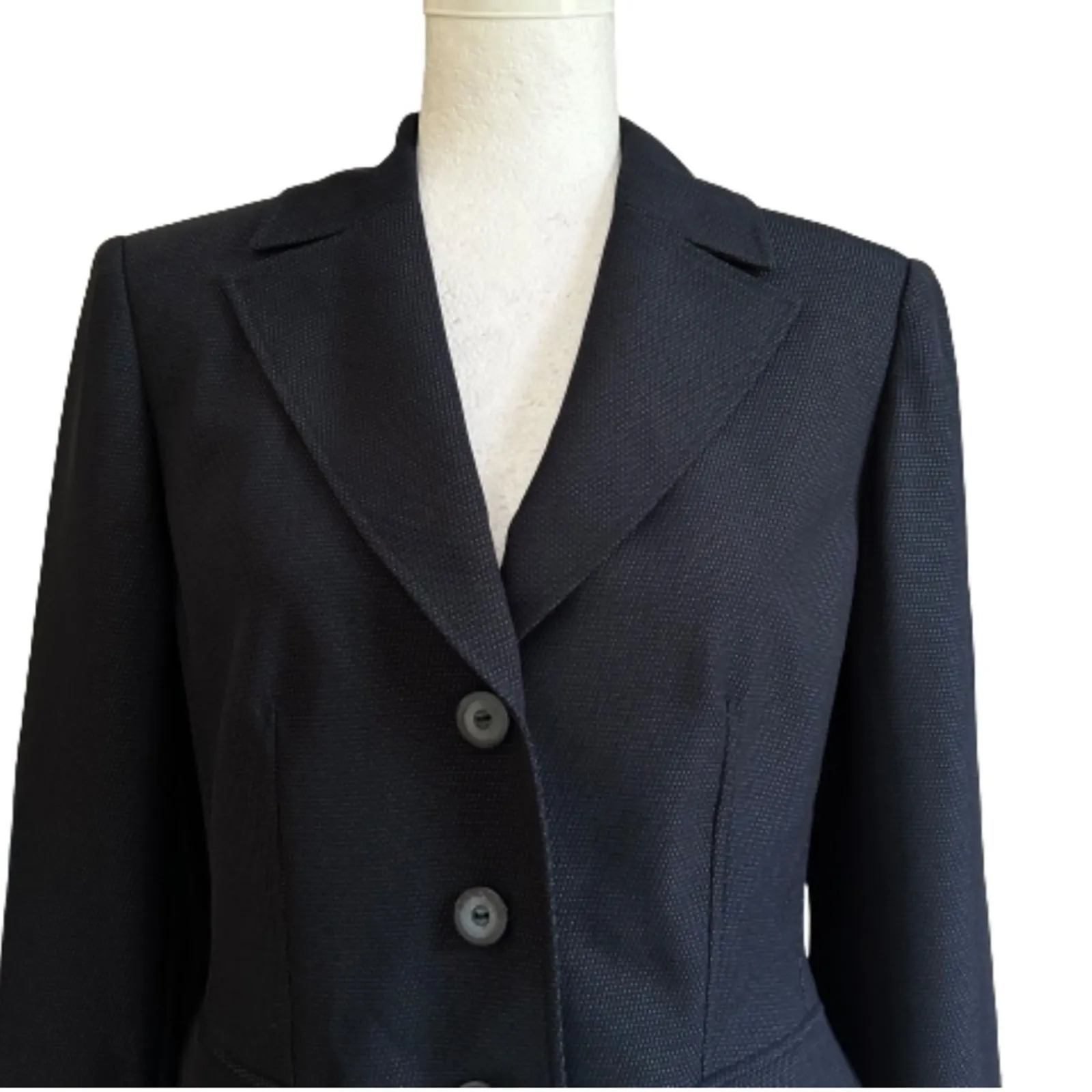 Jones New York Suits Blazer Jacket Women Navy Blue Button Front Career Size 6 - Image 3