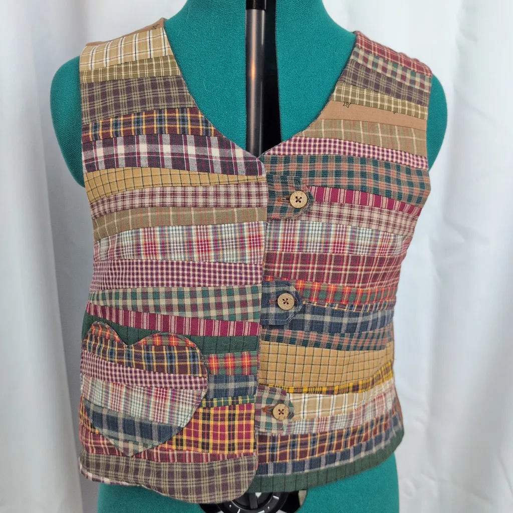 Handmade  Patchwork Vest With Heart Pocket - Image 4