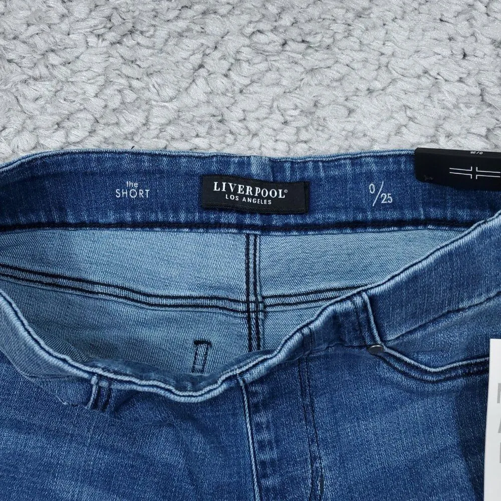 Liverpool Chloe Pull On Stretch Jean Shorts Size 0 25 Blue Rolled - Image 7