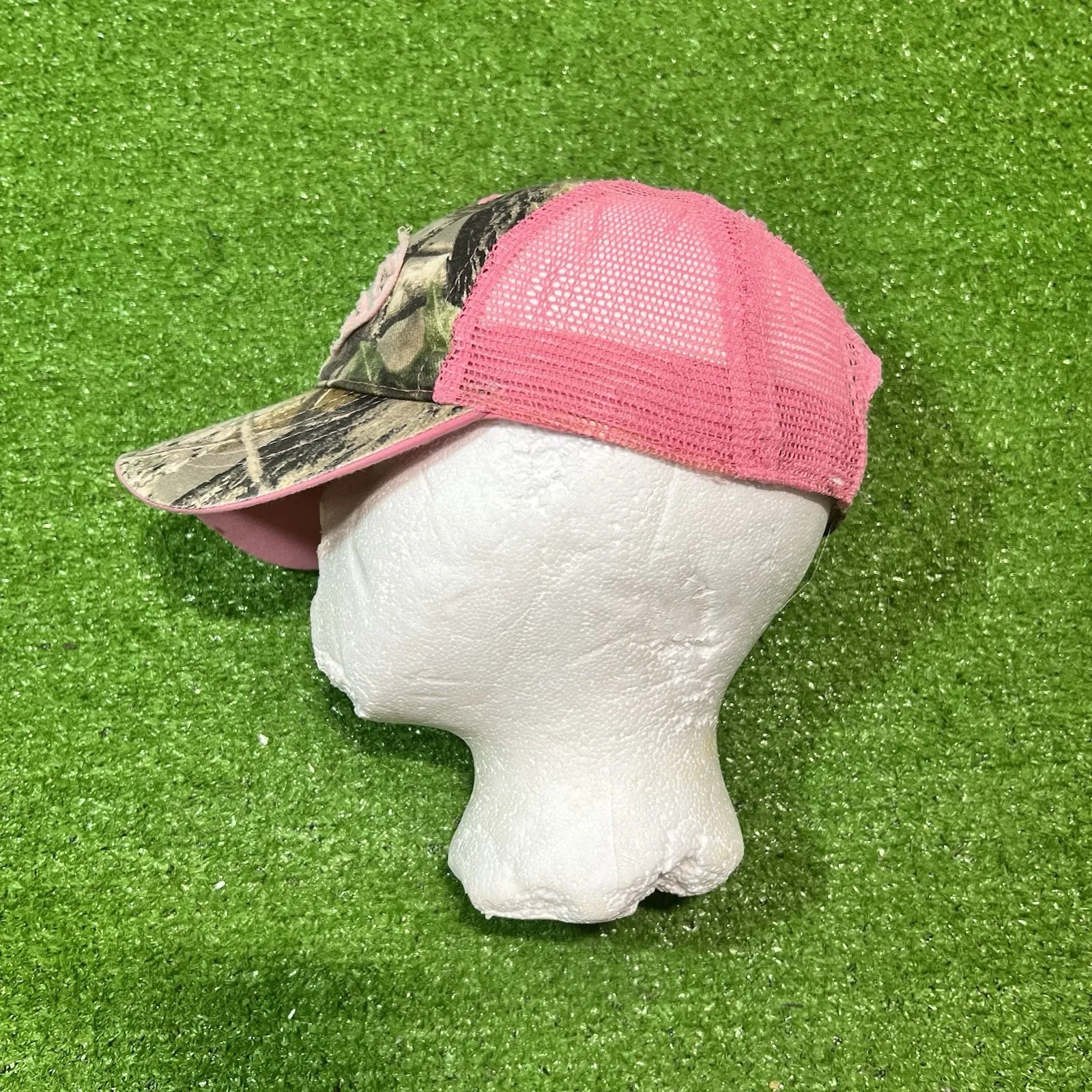 Vintage Duck Commander Trucker Hat Women's Y2K Camo Hat Pink‎ Mesh Bling Pink - Image 4