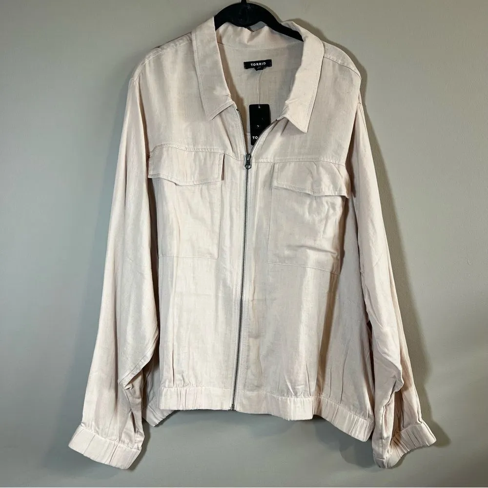 ✨ Torrid Cream Dual Fold Zip Front Cropped Jacket 4X NWT - Image 3