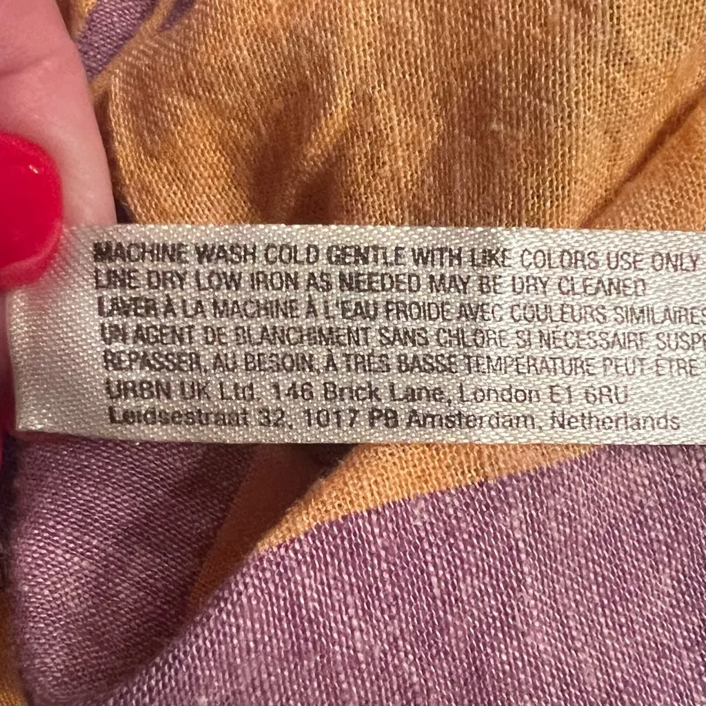 By Anthropologie Grommet Halter Stripe Linen Maxi Dress Lilac & Peach Size Large - Image 14