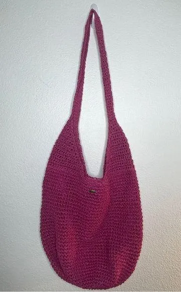 SCALA Woven Pink Vintage Seagrass Straw Purse Fun Beach Festival bag - Image 1