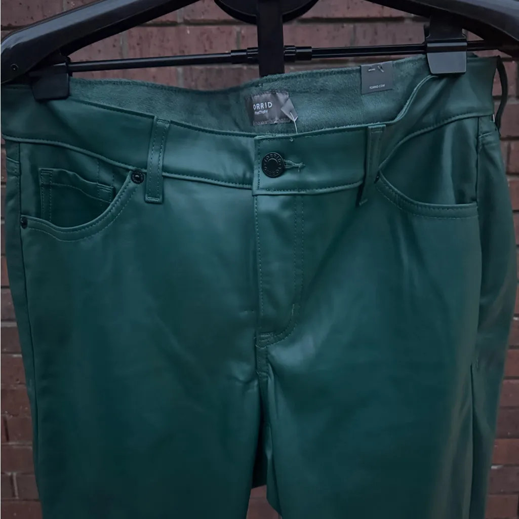 Torrid Green Faux Leather Pants High Rise Skinny Plus Size 12 Short Botanical - Image 3