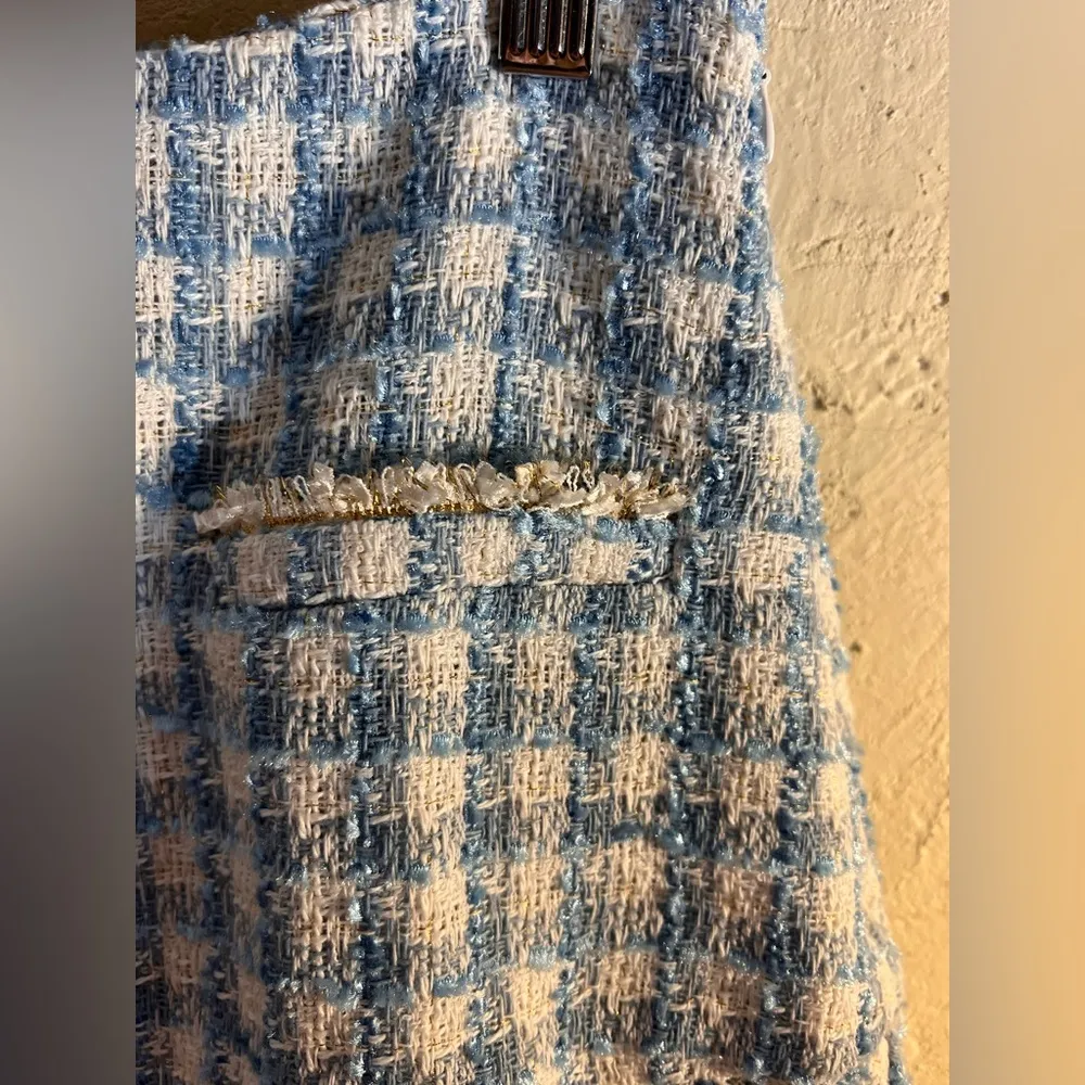 Blue White Gingham Tweed A - Image 5