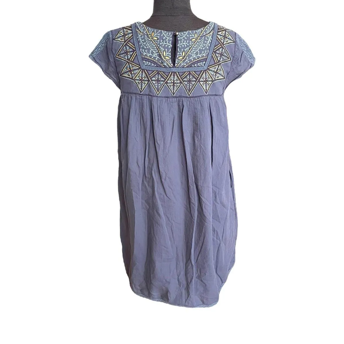 Anthropologie Holding Horses Lovely Ani Swing Dress Pockets Blue Women's Size 4 - Image 3