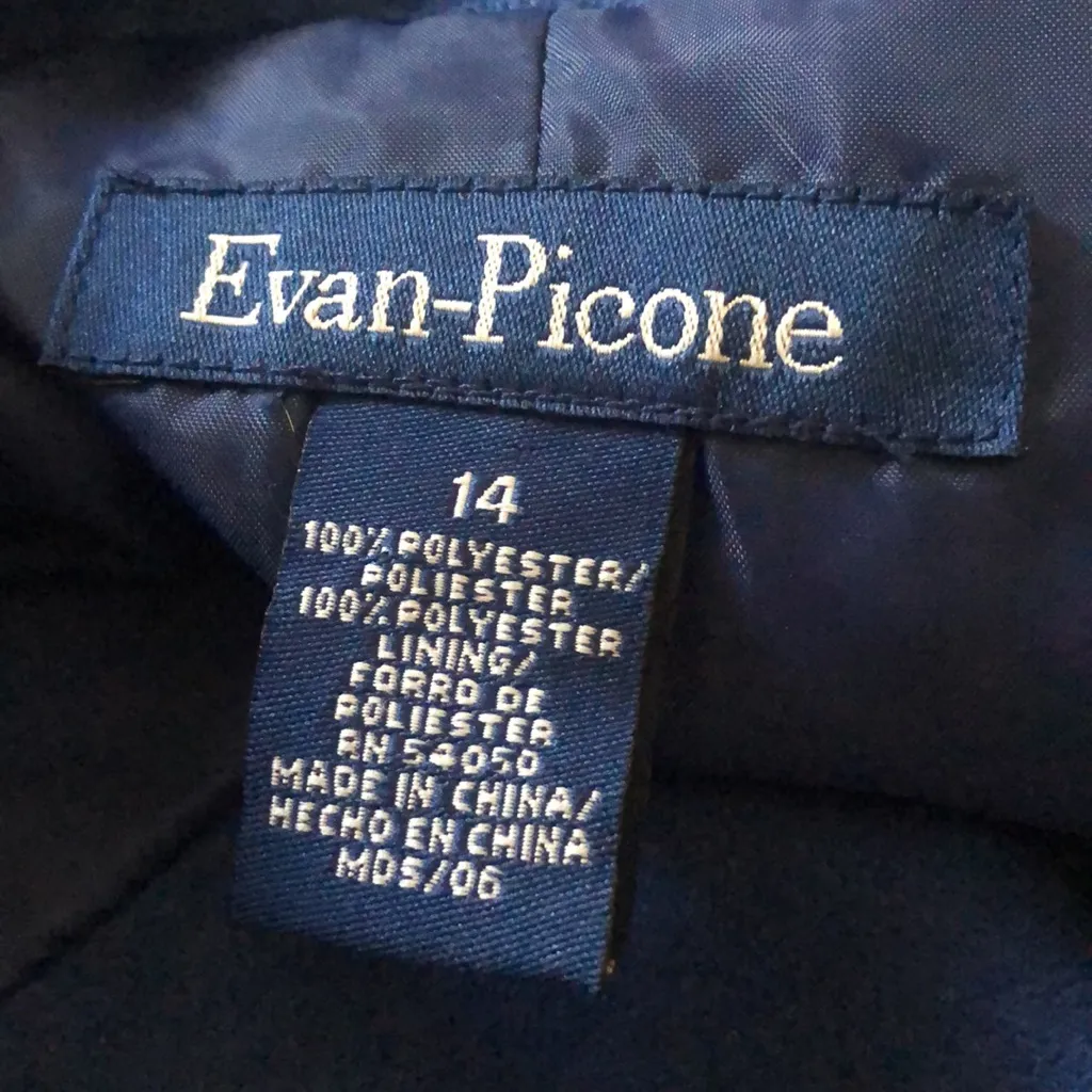 Evan Picone Blue Sueded Zip Up Jacket 4 Button Flap Pockets Womens 14 - Image 9
