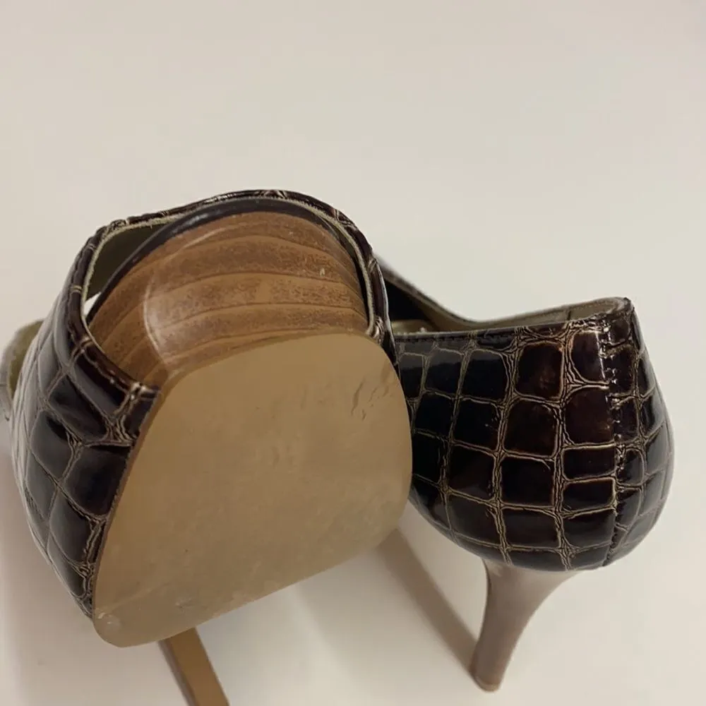 Qupid | Crocodiles Embossed Open Toe Heels Size 8 A18 - Image 8