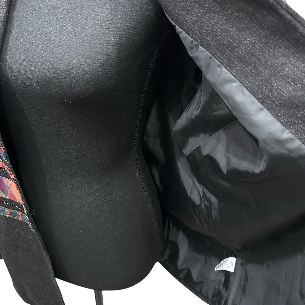 Coldwater Creek Jacket Women 18 Black Denim Artsy Ribbon Embellished Western‎ - Image 9