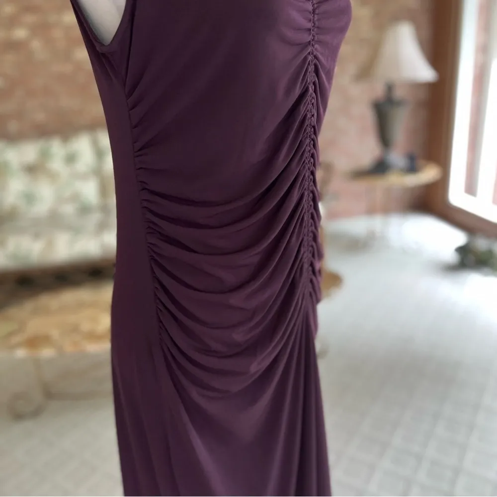 NEW Calvin Klein Dress Purple Ruched Jersey Knit Midi Small Wedding Party Brunch - Image 12