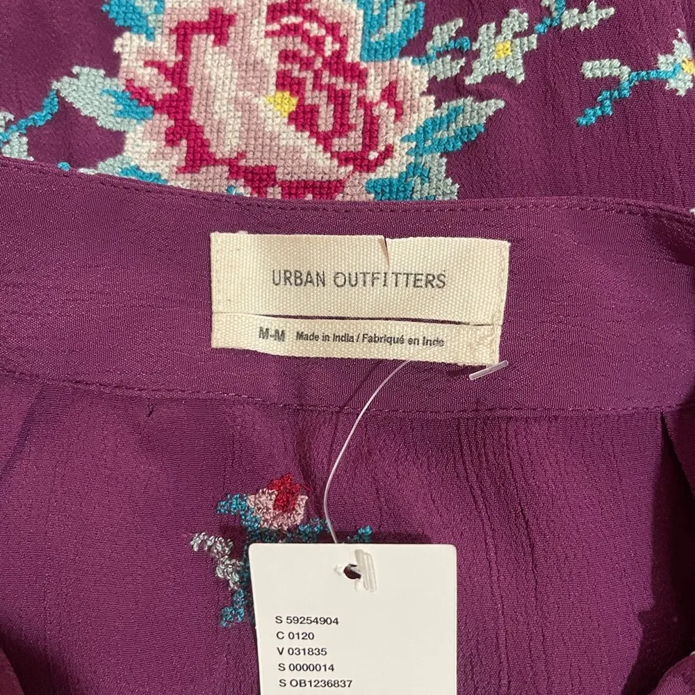 NWT! Women’s Urban Outfitters purple floral tassel wrap mini skirt Medium - Image 3