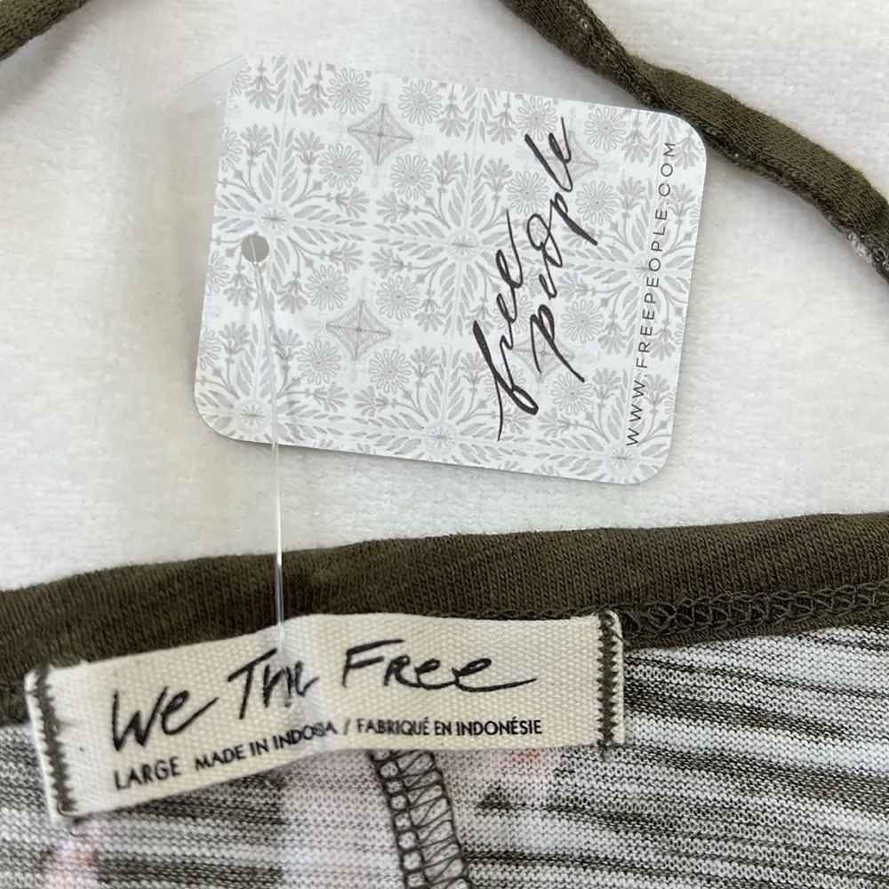 FP we the free tank top army green with pastel floral print size L NWT - Image 9