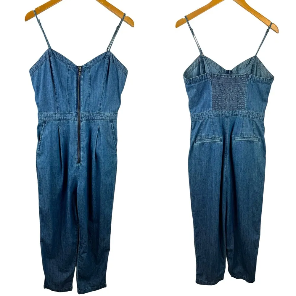 Pilcro and the Letterpress Anthropologie Denim Chambray Zip Front Jumpsuit 10 - Image 2