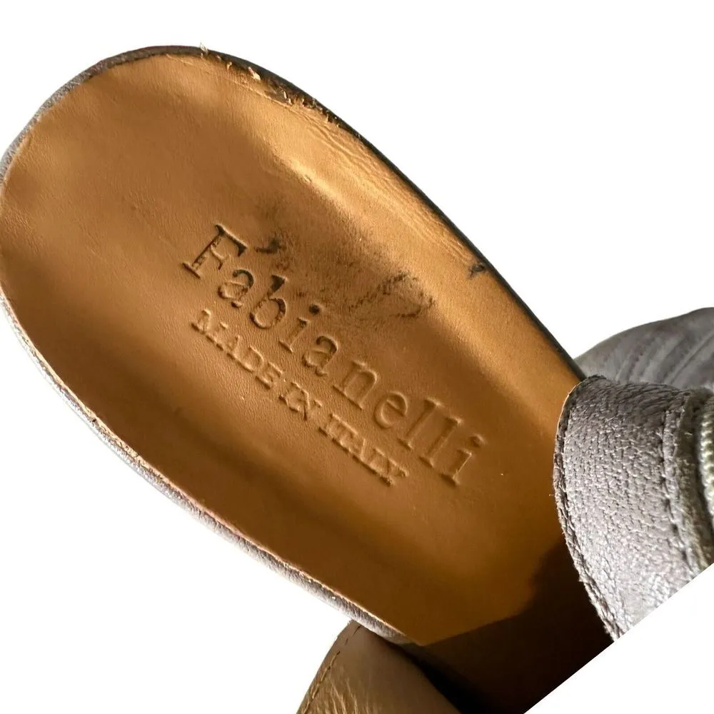 Fabianelli Open Toe Leather Ankle Booties Chunky Block Heel Women Size 37 US 6.5 Gray - Image 8