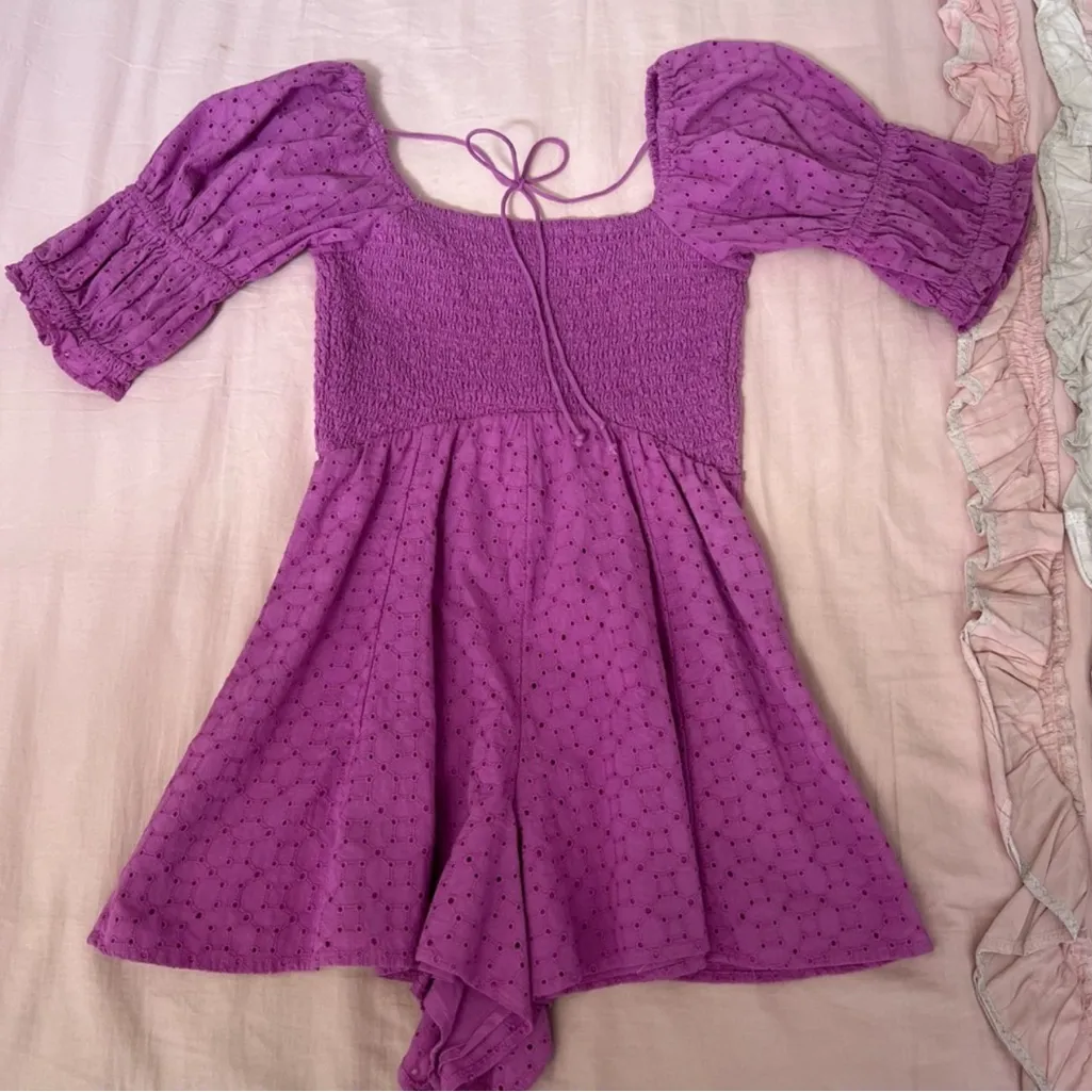 Kimchi Blue purple Ivy Eyelet Lace Romper - Image 5