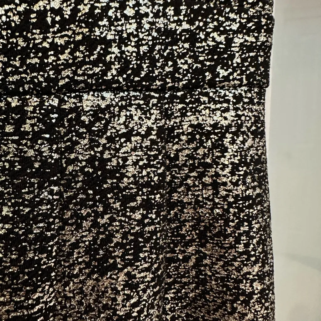 Betsey Johnson Black & Gold Metallic Foil Textured Party Holiday Dress Size 6 S - Image 8