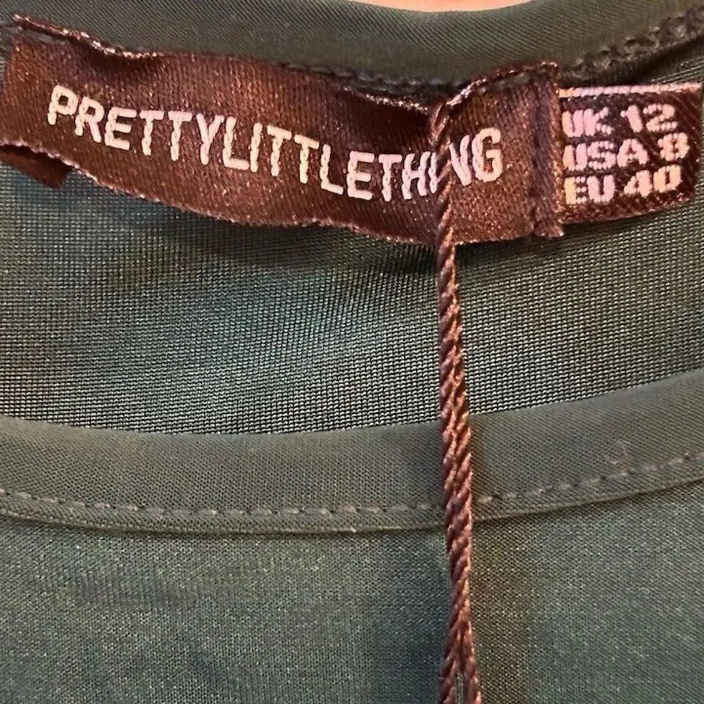 Pretty Little Thing Size 8 Emerald Green Slinky Racer Cut Out Bodycon Dress - Image 3