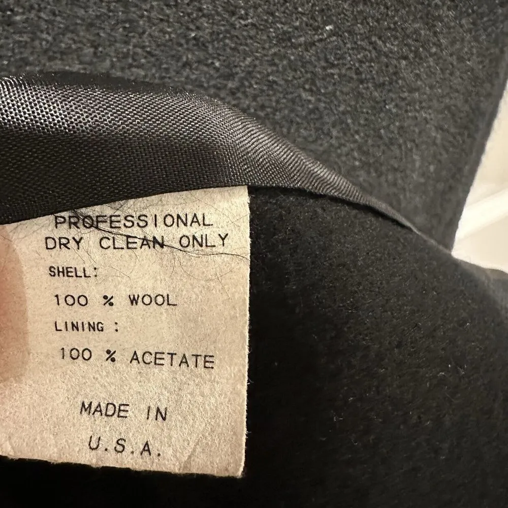 Womens Vtg Stephanie Mathews Wool Coat Velvet Trim /Big Buttons Coat Size 2x Black - Image 6