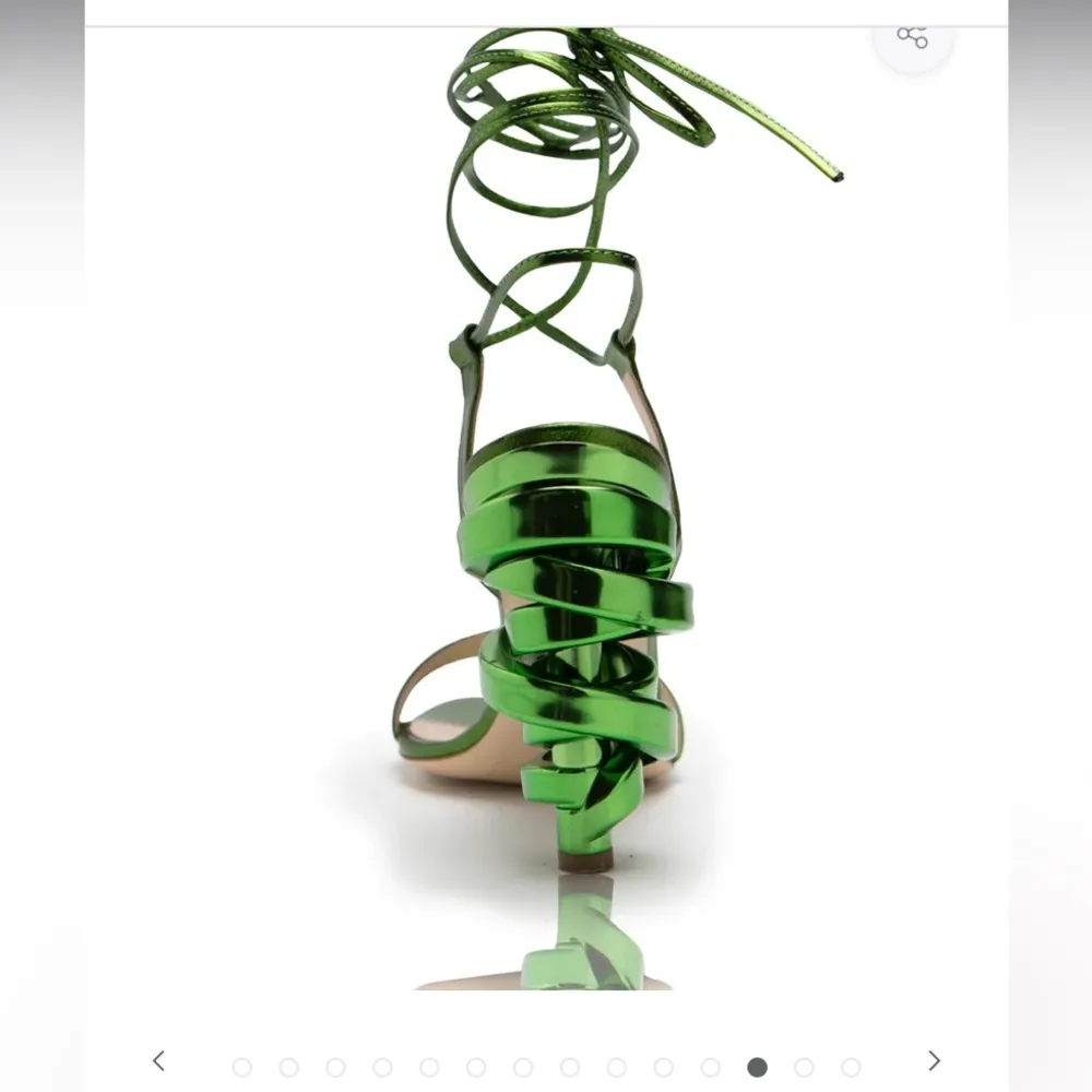 KEEYAHRI Tamu green swirl leather metallic Italy heel luxury formal revolve Size 5.5 - Image 2