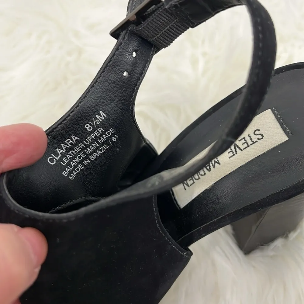 Steve Madden Size 8.5 Black Claara Block Suede Heel Sandal - Image 4