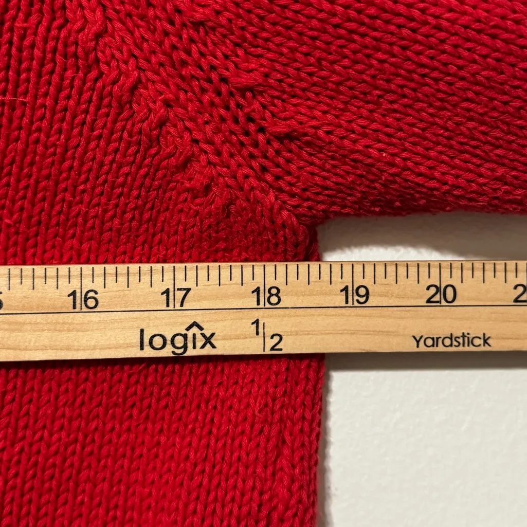 Zara Knit Pocket Cardigan Size Small Red Chunky Crop Sweater Holidays - Image 6