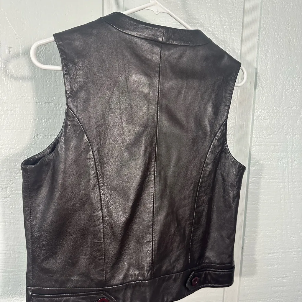 Saguaro West Black Leather Vest Size Medium EUC - Image 5